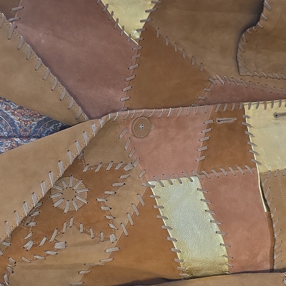 Free People Flowers On The Wall Multicolor Leather/Suede Jacket - Picture 6 of 8